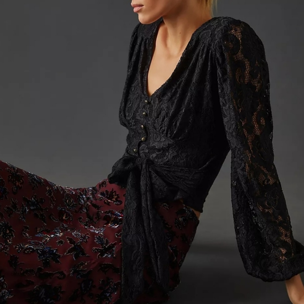 NWT Anthropologie Black Blouse